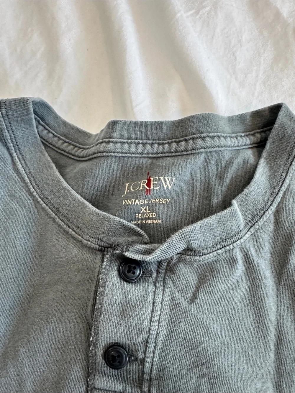 J Crew Men's Long Sleeve Henley Shirt - Green